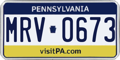 PA license plate MRV0673