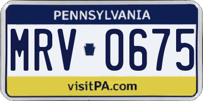PA license plate MRV0675