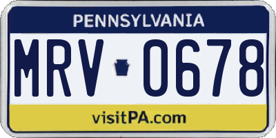 PA license plate MRV0678