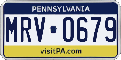 PA license plate MRV0679