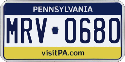 PA license plate MRV0680