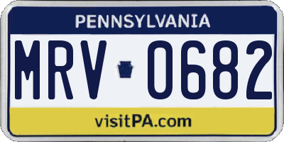 PA license plate MRV0682