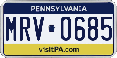 PA license plate MRV0685