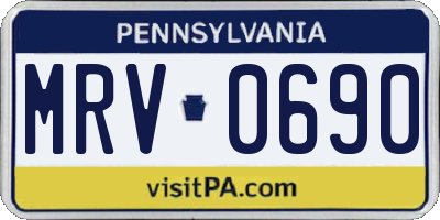 PA license plate MRV0690