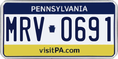 PA license plate MRV0691