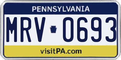 PA license plate MRV0693