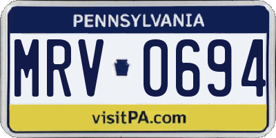 PA license plate MRV0694