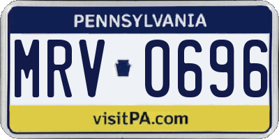 PA license plate MRV0696