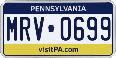 PA license plate MRV0699