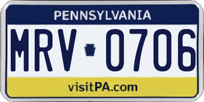 PA license plate MRV0706