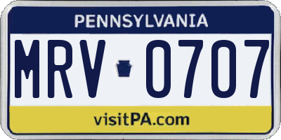 PA license plate MRV0707