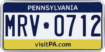 PA license plate MRV0712
