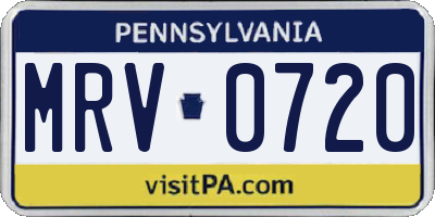 PA license plate MRV0720