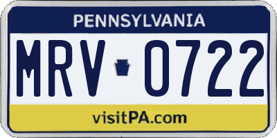 PA license plate MRV0722