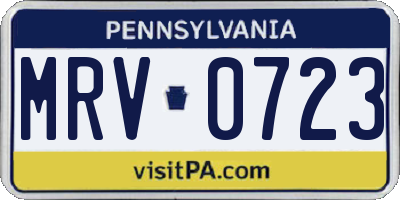 PA license plate MRV0723