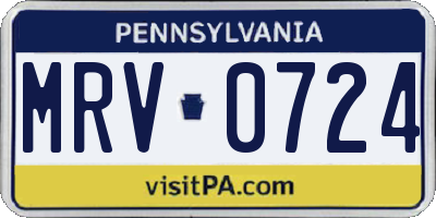 PA license plate MRV0724