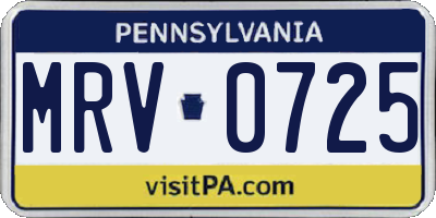 PA license plate MRV0725