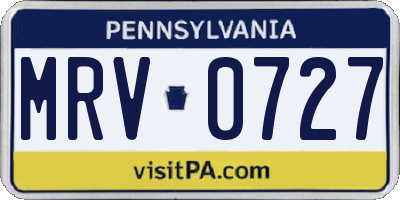 PA license plate MRV0727