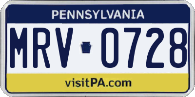 PA license plate MRV0728