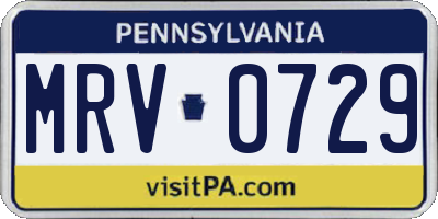 PA license plate MRV0729