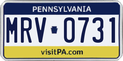 PA license plate MRV0731