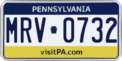 PA license plate MRV0732