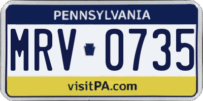 PA license plate MRV0735