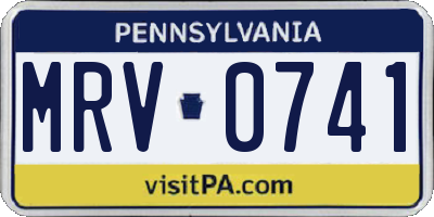 PA license plate MRV0741
