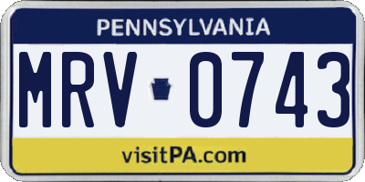 PA license plate MRV0743