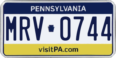 PA license plate MRV0744