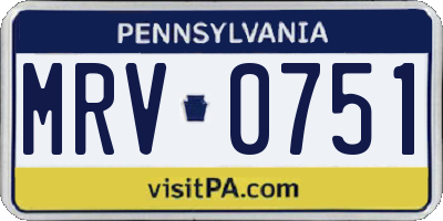 PA license plate MRV0751