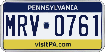 PA license plate MRV0761