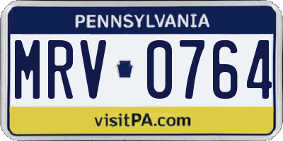 PA license plate MRV0764