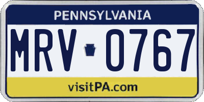 PA license plate MRV0767