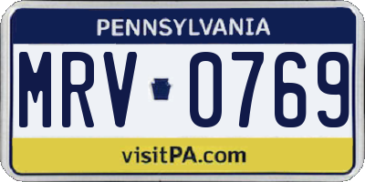 PA license plate MRV0769