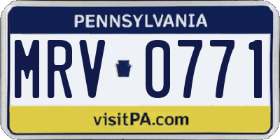PA license plate MRV0771