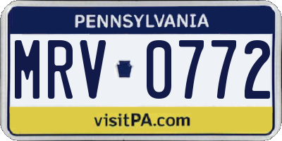 PA license plate MRV0772