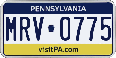 PA license plate MRV0775