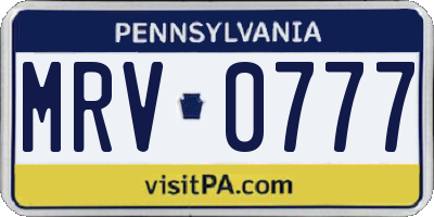 PA license plate MRV0777