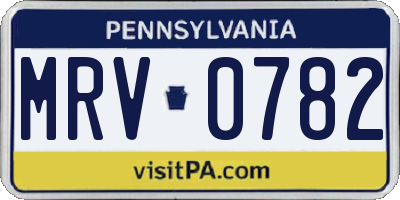 PA license plate MRV0782