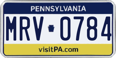 PA license plate MRV0784