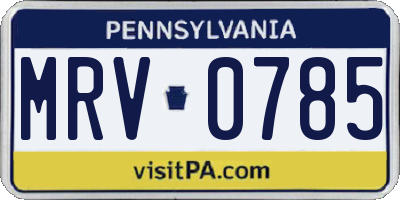 PA license plate MRV0785
