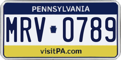 PA license plate MRV0789