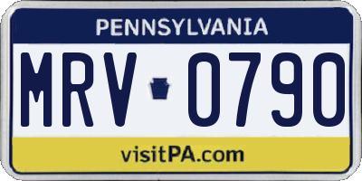 PA license plate MRV0790