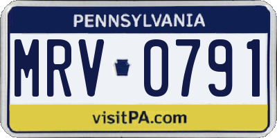 PA license plate MRV0791
