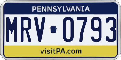 PA license plate MRV0793