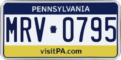 PA license plate MRV0795