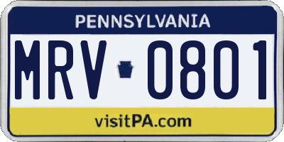 PA license plate MRV0801
