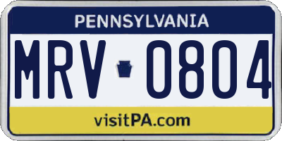 PA license plate MRV0804