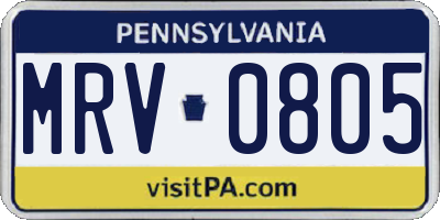 PA license plate MRV0805